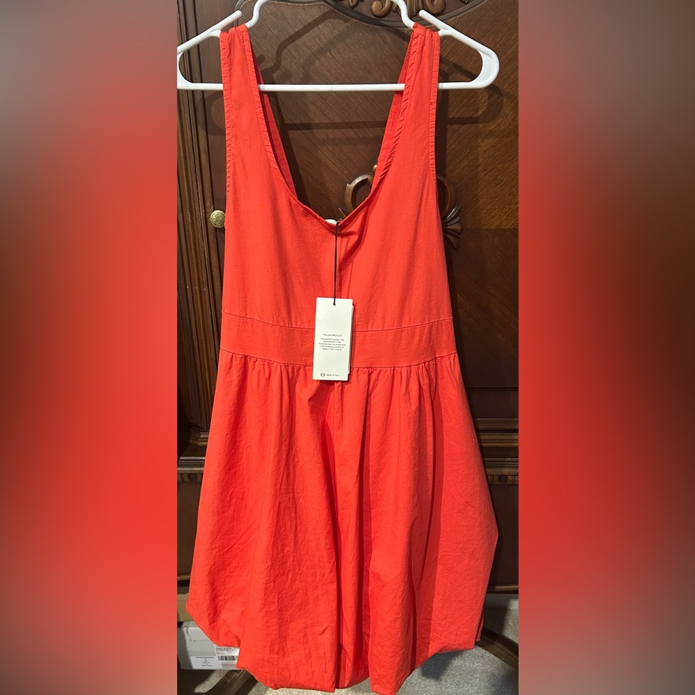 LA PICCOLA CREATIVA MADE IN ITALY BNT TAGS POPPY RED COTTON BUBBLE DRESS.